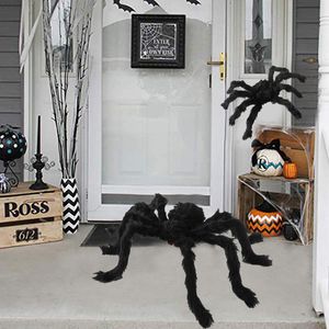 Autres fournitures de fête festive Horreur géant noir peluche araignée Halloween fête décoration accessoires enfants enfants jouets maison hantée décor 220826