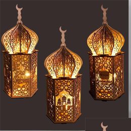 Andere feestelijke feestartikelen Islam Ramadan houten ambacht decoratie diy vuurtoren ornamenten mubarak eid feesttafel top decoratie dhw8e