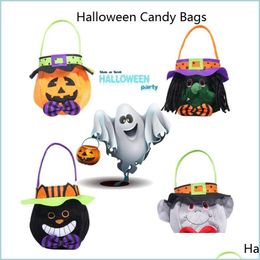 Andere feestelijke feestartikelen Kids Halloween Candy Tassen Gold Veet Pumpkin Bag Heksen Heksen Geschenk opslag Decoraties Drop levering DHI3B