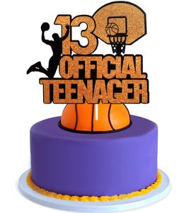 Autres fournitures de fête de fête L 13ème anniversaire officiel d'adolescent de basket-ball gâteau de jeu jour paillettes garçons treize ans Bdesybag Am7Bm