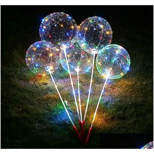 Autres fournitures de fête festives LED Ballons Lumineux Clair Ballon Anniversaire Décoration Transparent Bobo Drop Livraison Maison Garde Dhkk0