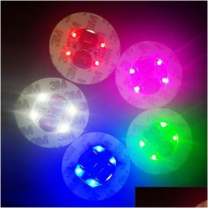 Autres fournitures de fête de fête Led Coasters Mats 3 Modes 4 Lumières Changement de couleur Alimenté par batterie Plat Stable Core Board Bar Nightclu Dhm9A