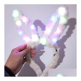 Andere feestelijke feestbenodigdheden Led Ledfling pluche konijn oren hoofdband fancy jurk bunny licht omhoog haarband hoofddeksel gloeiende hoepel wo dhro0