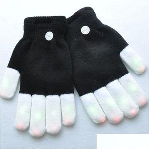 Autres fournitures de fête festive Led Glow Kid Gants Flash Cyclisme Halloween Noël Light Up Gant Lumineux Doigt Cadeau Pour Enfant D Dhaqd