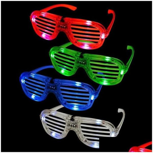 Otros suministros festivos para fiestas Gafas con luz LED Persianas intermitentes Gafas de sol con forma de flash Bailes Decoración del festival Entrega directa H Dheek