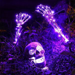 Overige feestelijke feestartikelen LED-skeletdecoratie griezelige skeletten met verlichting Groundbreaker Yard kerkhofdecoratie Realistisch enge schedel 230907