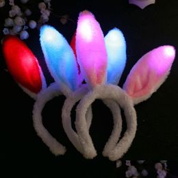 Andere feestelijke feestartikelen Licht knipperend Led Pluche Pluizig Konijnenoren Hoofdband Staartdas Kostuumaccessoire Cosplay Vrouw Meisje Dhzln