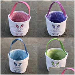 Andere feestelijke feestbenodigdheden Mooie canvas bucket Bag Diy Handmade konijnenpatroon Easter Gift Candy Handmand Mticolor Holiday S DHFCF