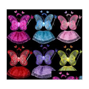 Autres fournitures de fête de fête Belle fille ailes de papillon fée enfant personnalisé Tutu habiller tenues 4 ensembles nouvelle offre réductions D Dhp7E