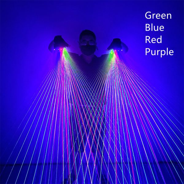 Autres fournitures de fête festive Magicool Vert Bleu Rouge Violet Multi Ligne RVB Gants Laser DJ LED Paire de Lumière Batterie Rechargeable Concert Glowing Dance Props 230504