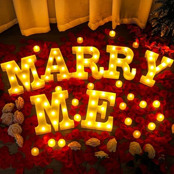 Autres fournitures de fête festives Marry Me LED Light Up Letter Valentine's Day GiftLight Up Marry Me With Warm White LED Proposition 230515
