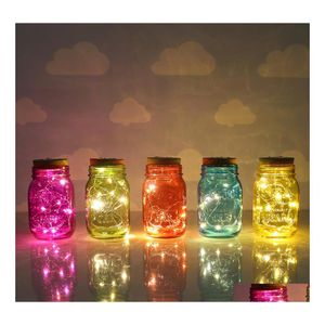Autres fournitures de fête de fête Mason Jar Couvercle LED Solar Fairy Light 10 BB Firefly Jars Couvercles Décoration de mariage de Noël Drop Deliver Dhbsi
