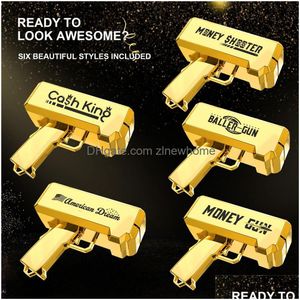 Autres fournitures de fête festives Money Gun Shooter Ruvince Toy 18K Real Gold Plaqué Prop Dollar Cash Cannon Faites pleuvoir pour la fête Nigh Dhzwr