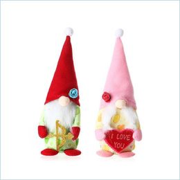 Andere feestelijke feestartikelen Mr en Mrs Valentijnsdag Party Gnomes Plush Toys Handmade Zweedse Tomte Elf Doll Gnome Ornamenten Home Dhqxz