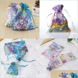 Andere feestelijke feestbenodigdheden Organza dstring Tassen sieraden snoeppakking zakjes pouches voorkeur cadeauontwerp pure met vergulden pat dh7gx