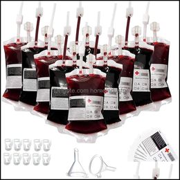 Otros suministros para fiestas festivas Otros suministros para fiestas festivas Paquete de 20 Decoraciones de Halloween Bolsa de sangre para bebidas Contenedores reutilizables Hall Dhtmc