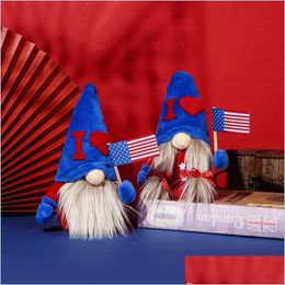 Andere feestelijke feestartikelen Party Fungs American Independence Day Gnomes Patriotic Gnome with Flags Home Office Table Decoratie DHU31