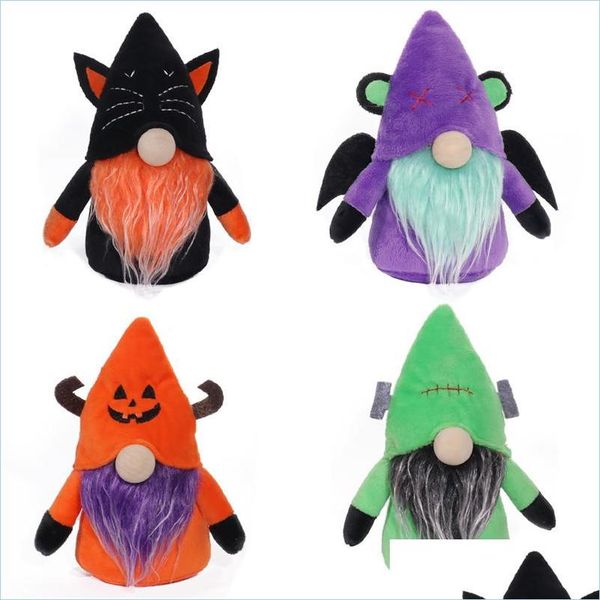 Otros suministros festivos para fiestas Favores de fiesta Halloween Gnome Decoraciones de otoño Gnomos de brujas de felpa sin rostro hechos a mano con murciélago araña o DHBM0