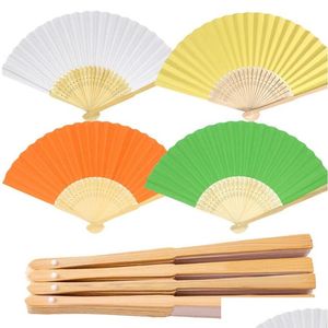 Autres fournitures de fête festive Personnalisez le ventilateur de papier pliable peint à la main Portable Mariage Cadeau de danse à la main Décoration chinoise Drop Dhwa1