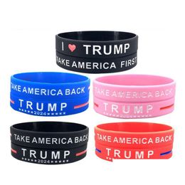 Otros suministros festivos para fiestas Presidente Trump Sile Pulsera Pulsera Mantenga las grandes pulseras estadounidenses Donald Vote Star Brazalete a rayas DH3ZD