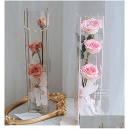 Andere feestelijke feestartikelen PVC doorzichtige bloementas Opvouwbaar Valentijnsdag geschenkpakket Etui Bloemist Klein boeket Drop Delivery Home Dhxfn