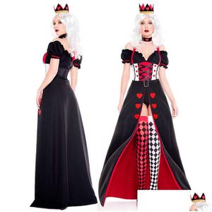 Autres fournitures de fête de fête Reine de coeur Alice au pays des merveilles Costume Poker Cosplay Costumes de mascarade d'Halloween Robe sexy G09 Dhpvo