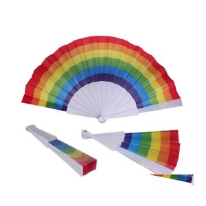 Autres fournitures de fête festive Rainbow Fan Gay Pride Lgbt Plastic Bone Handheld 23Cm Fans Music Festival Club Event Gifts Drop Deliv Dhc6P