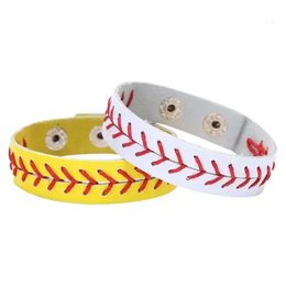 Autre fête des fêtes fournit une véritable mode couture en cuir 2022 bracelets bracelets unisexe softball baseball sportif bracelet bracelets je dhgjt