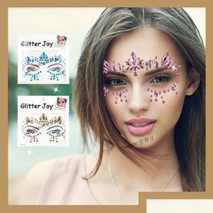 Autres fournitures de fête de fête autocollant de diamant de résine bohême Style tribal paillettes joie cristal autocollants de tatouage pour les femmes visage Forehea Dhlum