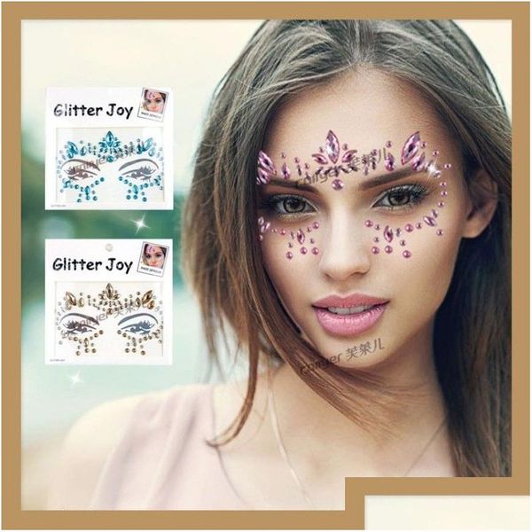 Otros suministros para fiestas festivas Resina Diamante Etiqueta Bohemia Estilo tribal Brillo Alegría Cristal Tatuaje Pegatinas para mujeres Cara Forehea Dhuyq