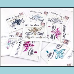 Andere feestelijke feestbenodigdheden Hars Boorsticker Glitter Joy Stereo Shiny Crystal Tattoo Stickers For Women Face wenkbrauwen Wedding DH0ZW