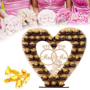 Autres fournitures de fête de fête Ornements en bois de mariage romantique Mr Mrs Chocolate Stand Display Candy Cupcake Desserts Holder Home Decor Bars 230209