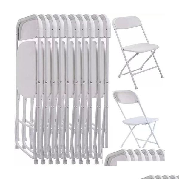 Autres fournitures de fête de fête Chaises pliantes en plastique Chaise d'événement de mariage Blanc commercial pour Ho Dhdrb