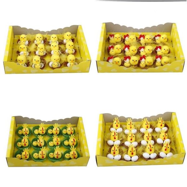 Autres Fournitures De Fête De Fête Simation Poussin De Pâques Jaune Mini Belle Artificielle Décoration De La Maison Jouets En Peluche Poulet Cadeau Pour Enfant Dhkfp