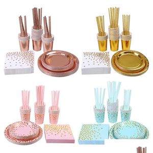 Autres Fournitures De Fête De Fête Stam Vaisselle Jetable Set Assiette Serviette Adt Joyeux Anniversaire Fête Décor Enfants Fournitures De Mariage Drop Dhk8B