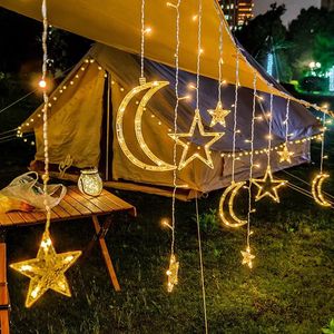 Andere feestelijke feestartikelen Star Moon Led Curtain Garland String Light Eid Mubarak Ramadan Decoraties voor Home Islam Muslim Event Party Supplies Decor 230324