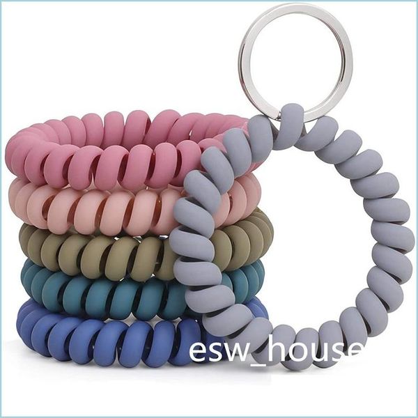 Otros suministros festivos para fiestas Pulsera elástica Llavero Favores de fiesta Resorte de plástico Llavero en espiral flexible para gimnasio Piscina ID DHQJO