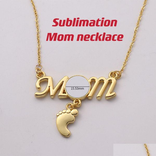 Autres fournitures de fête festives Sublimation Maman Clavicule Collier avec pied Cercle personnalisé et nom gravé Birthstone Baby Penda Dh9Ah