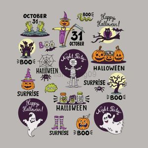 Andere feestelijke feestbenodigdheden verrassing oktober ijzeren sticker voor kleding vinyl toegewezen tops Diy Heat Transfer Fashion Iron on Patch Halloween Gift L0823