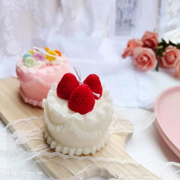Autres fournitures de fête festives en forme de cupcake sucré, cadeau de bougie, gâteau de fleur, dessert parfumé au miel, décoration de mariage d'anniversaire