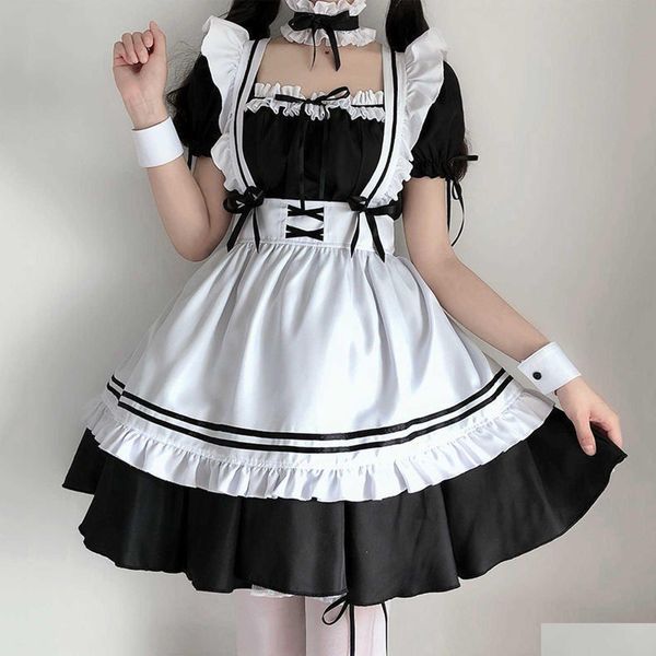 Autre Festive Party Supplies Sweet Lolita Dress French Maid Waiter Costume Femmes Sexy Mini Pinafore Cute Outfit Halloween Cosplay Dh6Sd