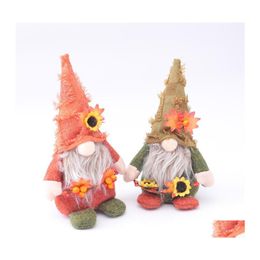 Otros suministros de fiesta festivos de acción de gracias Girasol Berry Berry Hombre sin rostro Viejo Fabricante Dolly Gnome Ornnaments Decor Dhsdc