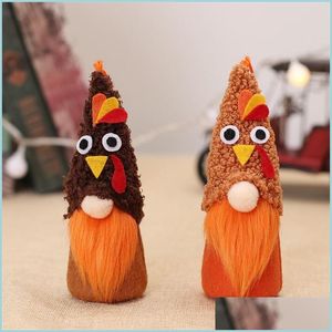 Autres fournitures de fête de fête Décorations de fête de Thanksgiving Chapeau en forme de dinde Gnomes Poupées Poupée en peluche éclairée Jouet de dessin animé Festive Dhrll