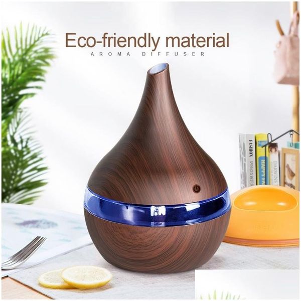 Otros suministros para fiestas festivas Humidificadores superiores 300Ml Usb Difusor de aire aromático eléctrico Humidificador trasónico de madera Aceite esencial Aromathe Dhhze