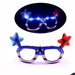 Andere feestelijke feestartikelen USA Independence Day American Flag JY 4e LED knipperende lichtende tinten bril Drop levering Home Gard DHLFC