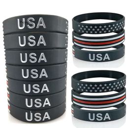 Otros suministros de fiestas festivas de EE. UU. Pulseras de la bandera estadounidense de la Línea Americana Pulseras de silicona 0418