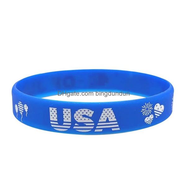 Autres fournitures de fête festives USA Blue Ligne Bracelets de drapeau américain