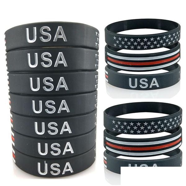 Autres fournitures de fête festives USA Blue Ligne Bracelets de drapeau américain