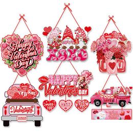 Autres Fêtes de fête Fournitures Saint Valentin Porte Suspendue Décor Papier Pendentif Rose Love You Red Rose Happy Home Décorations Drop de Dhswq