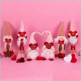 Autres fournitures de fête festive Saint Valentin Gnome Peluche Poupée Scandinave Tomte Nain Jouets Cadeaux pour femmes / hommes Décor de fête de mariage Dhriq